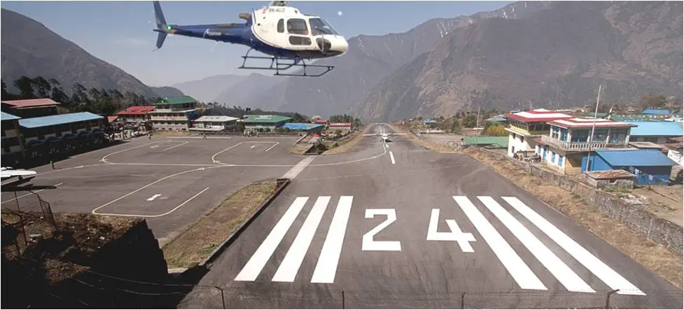 Helicopter flight to lukla